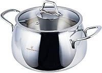 Vista 2 de Venus - Olla profunda de acero inoxidable con tapa de vidrio, olla de sopa profunda adecuada para estufa de inducción (6.8 cuartos de galón (6.4 L))
