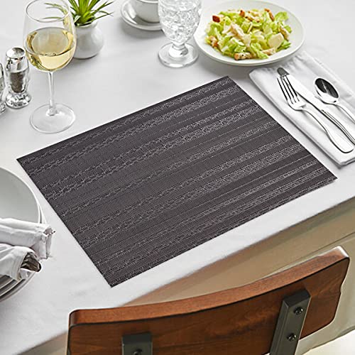 Placemats Set Of 8 For Dining Coffee Table Scratch Heat Stain Resistant Anti Skid Kitchen Decor Washable Wipeable Indoor Outdoor Durable Tablemats Vinyl Pvc 18X12 Inches - Brown #TOP4