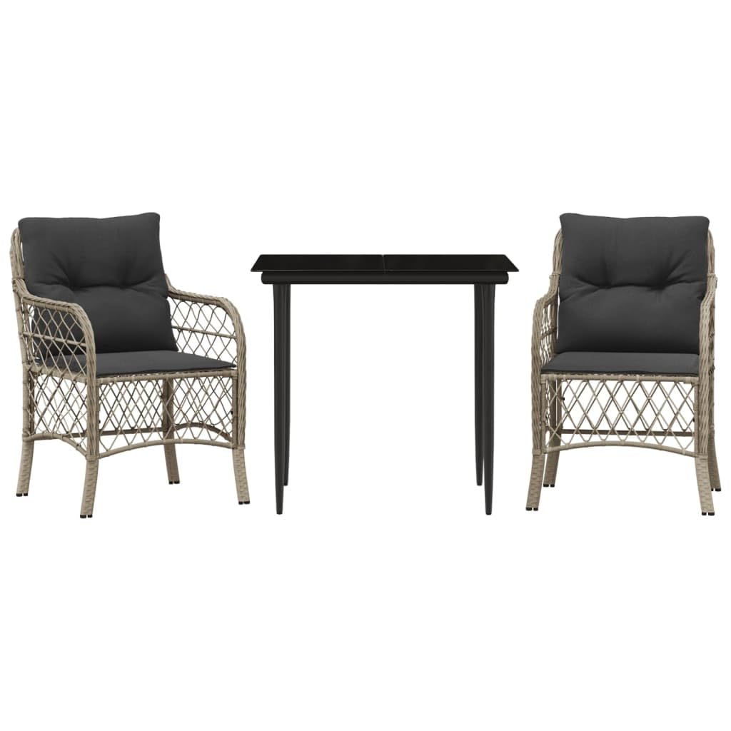 Table et chaises de jardin ensemble bistro gris clair résine tressée