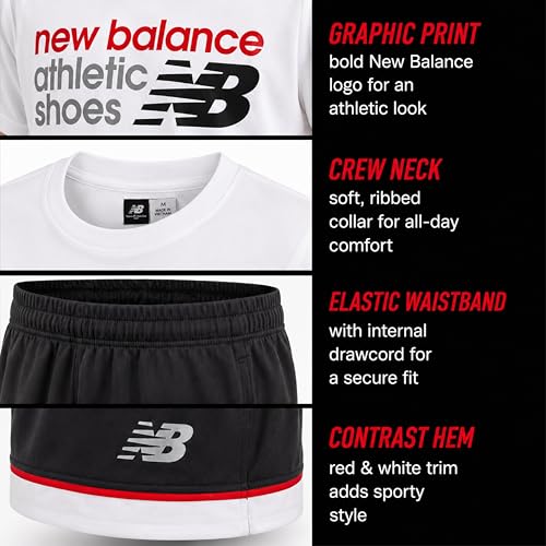 Image of New Balance Boys Short Sets - 2 Piece Active Performance Athletic Shirt and Kids Basketball Gym Shorts for Boys (8-12)