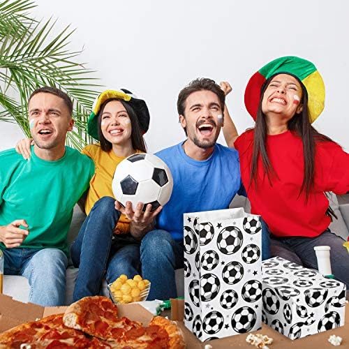 Blulu 30 Pcs Paper Soccer Party Favor Bags Soccer Party Supplies, White — 사진 6