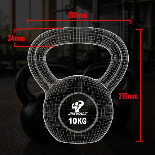 Image of Jimwalt Heavy Duty Enameled Cast Iron Kettlebell | Smooth Non-Slip Grip, Chip-Resistant Coating | Perfect for Strength Training & Home Gym (Enameled Coated 10KG)