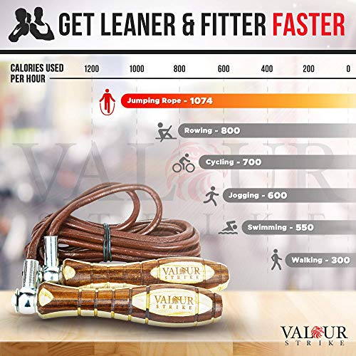 Valour Strike Leather Weighted Skipping Rope | Weighted Jump Rope for Boxing, Fitness Training, HIIT, MMA, Exercise | Leather Skipping Ropes for Men, Women & Outdoor Skipping Rope - Image 6