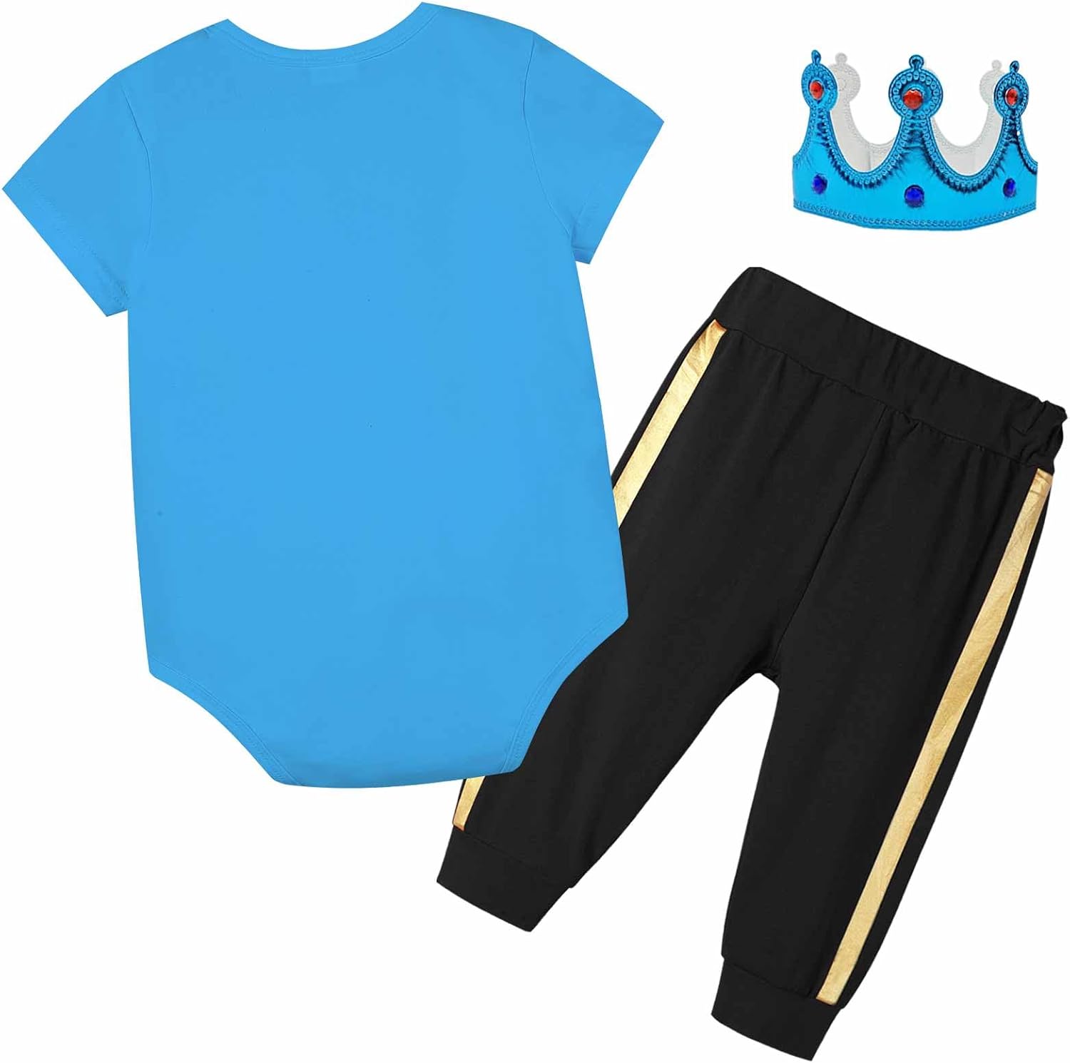 Baby Boys Prince Charming Bodysuits Costume Outfit Royal Prince Dress up with Crown for Infant Halloween Cosplay