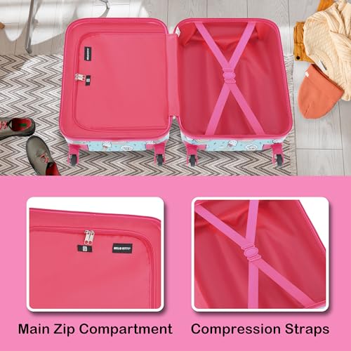 FUL Unisex Kid's Hello Kitty 21 Inch Carry On Luggage, Hardshell Rolling Suitcase with Spinner Wheels, Multi3