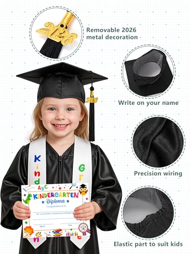 Image of QZYL Kindergarten Graduation Cap and Gown Set, 2026 Congrats Grad Outfit with Tassel & Certificate for Kindergarten