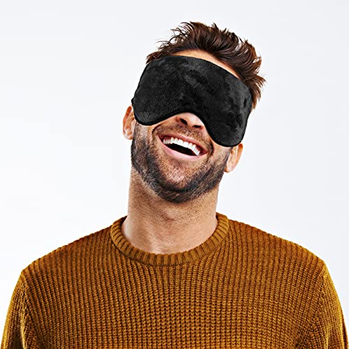 Weighted Sleep Eye Mask for Women & Men, Uttermara Resuable Hot Cold Therapy Eye Pillow for Headache Migraine Sinus Puffy Dry Eyes Relief, Adjustable Strap Eye Blindfold for Airplane Travel, Black