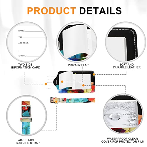 4 Pack Luggage Tags For Suitcases Leather Name Travel Tags For Luggage Id Label Bag Tags By Sodsay（Colorful Flower） #TOP4