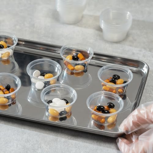 Image of Karat 0.75 oz Disposable Plastic Portion Cups [2500 ct] - Clear PP Sample Cups for Condiments, Sauces, Food Sampling