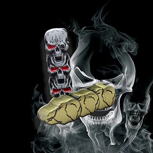 Encendedor metálico con diseño calavera plateado miniatura 3