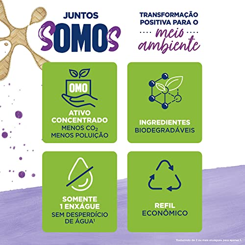 Lava-Roupas Líquido Lavanda Omo Sachê 900ml Refil Econômico Edição Especial, OMO