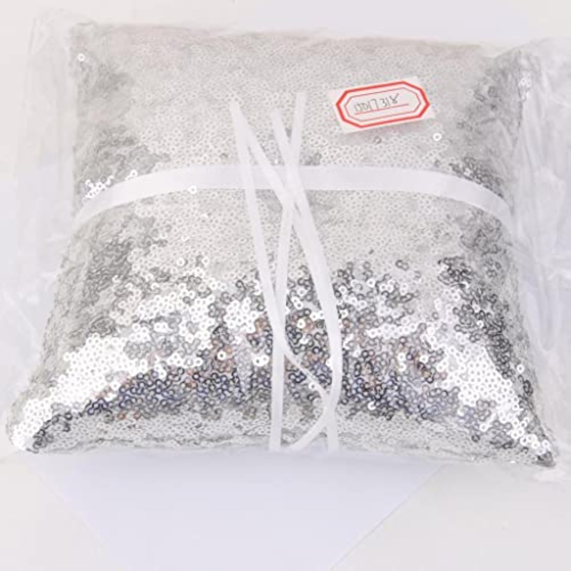 20cm Square Wedding Ring Bearer's Pillow with Sequins