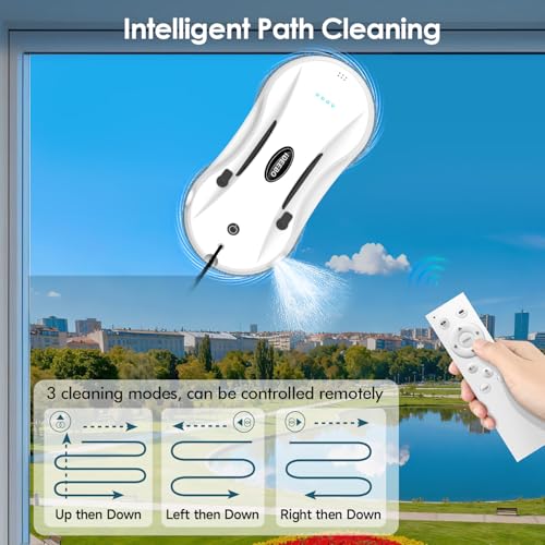 iDEEBO C200 Fensterputzroboter, Fensterroboter mit 2-Fach Sprühsystem, Intelligente Wegplanung, Mehrere Sicherheitsvorkehrungen, Fensterreiniger Roboter Elektrisch für Fenster, Glastüren