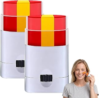 Pack de 2 Pinturas Facial Bicolor Rojo Y Amarillo Bandera Española Maquillaje Cara Y Cuerpo Para Animación Hinchas Fútbol Mundial Carnaval