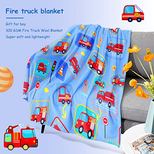 Fire Truck Blanket For Kids Boys Throw Blankets For Boys, Toddler, Children, Soft Fleece Kids' Blankets For Napping At School Or Bed, Birthday For Boys (40X50 Inch Fire Truck-Blue) #TOP4