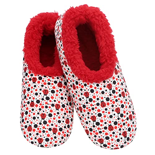 Snoozies Womens Slippers - Mother Nature Slippers - Cozy Slippers for Women - Ladybugs - Medium