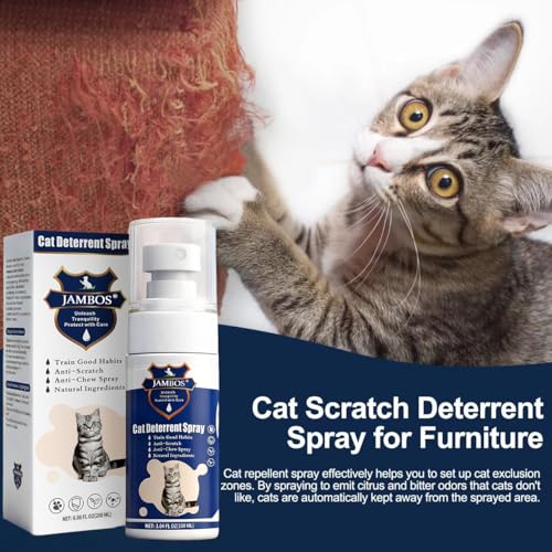 image for JAMBOS 2 Bottles Cat Deterrent Spray – Natural, Non-Toxic Anti-Scrat