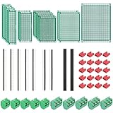 QSYZAIL 54 Pcs Double-Sided PCB Board Kit in 5 Sizes Perfboard Includes 40-Pin 2.54mm Header Connectors for DIY Soldering Circuit Prototyping Compatible with for Arduino Kits