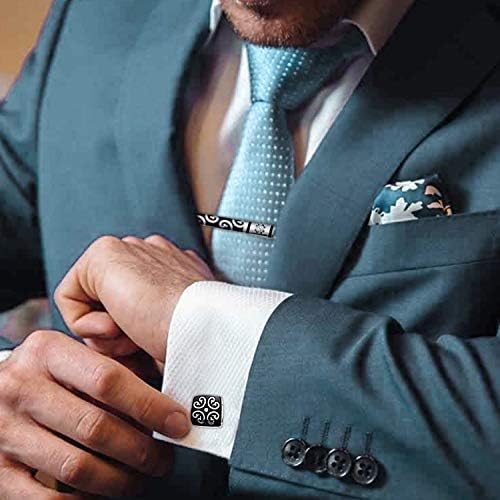 Aport Presents Black Silver Decorative Combo Set of Tie Pin and Cufflinks for Men Boys Wedding Business Gift #Aport-003