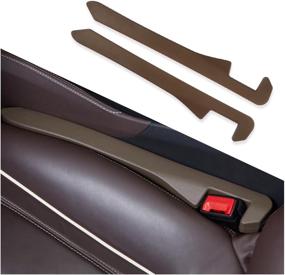 IHOTDER Car Seat Gap Filler,Super Flexible Car Side Seat Gap Filler Car Accessories for Women & Men,Universal CCar Organizer Between Seats for Tightly Filling Seat Gaps(Brown/2PCS)