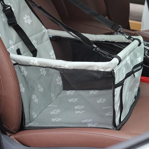 WIYETY Extra Stabiler Hunde Autositz: 40 * 32 * 22cm Wasserdicht Atmungsaktiv Hundeautositz mit Sicherheitsgurt, Hunde Autositz für Katzen Andere kleine Haustiere, Grau