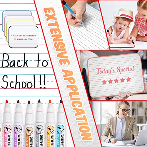 4 Pack Dry Erase Board Small White Board Dry Erase Whiteboard For Kids Portable Dry Erase Lapboard Double Sided White Boards For Students With 16 Pens For Students Learning, 9 X 12 Inch #TOP3