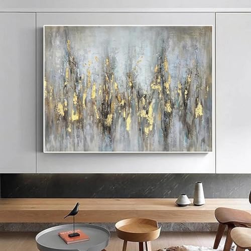 Impression sur toile abstraite dorée décoration d'art mural 80x110cm