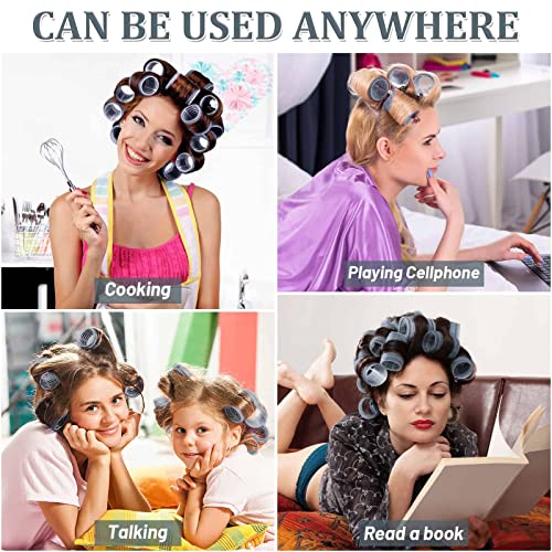 Large Hair Curlers Rollers, 12Pcs Big Hair Rollers Self Grip Holding Curlers With 12Pcs Stainless Steel Duckbill Clips For Long Medium Short Thick Fine Thin Hair Bangs Volume #TOP3