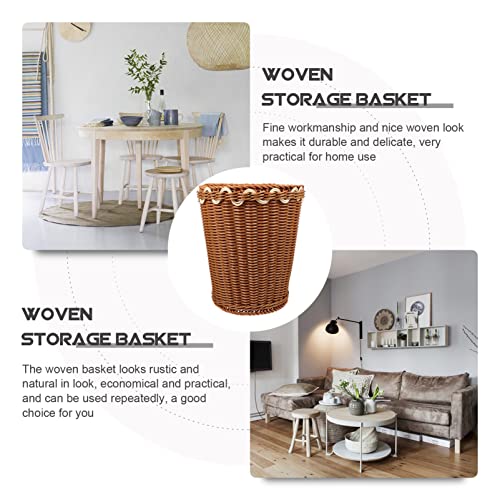 Image of Alipis Waste Basket Woven Trash Can Natural Seagrass Garbage Bin Container Round Wicker Laundry Hamper Rubbish Pail Without lid for Bathroom Offices