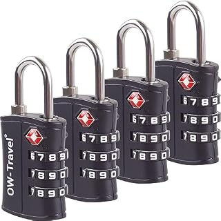TSA Approved Luggage Locks (1 Pack) OW-Travel ABS 3 Digit Security Padlock, Combination Padlocks, Code Lock for Suitcase, Zipper, Luggage, Bag, Case, Backpack, Gym Locker, Tool Box, Outdoor (Black)