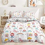  DANIOS Rainbow Print Duvet Cover Sets Girls Bedding Set con Funda de Almohada Soft Breathable Bed Quilt Cover Single Size