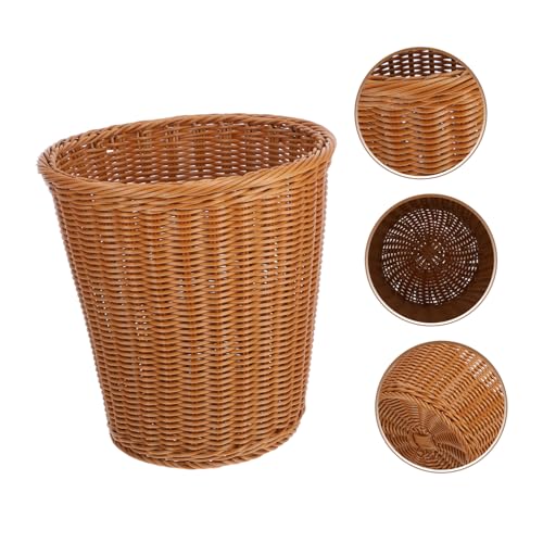 Caneca de basura rectangular con tapa tejido rattan miniatura 7