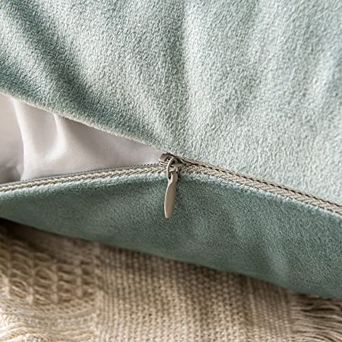 Image of MIULEE Pack of 2 Velvet Soft Solid Decorative Square Throw Pillow Covers Set Cushion Case for Sofa Bedroom Couch 12x20 Inch Blue Grey