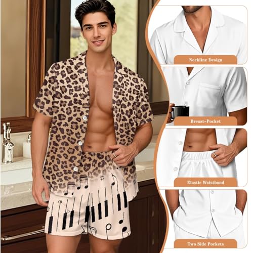Matching Pajamas Sets 2 Piece Soft Summer Pajamas Set Sleepwear Short Sleeve Button Down Pjs for Women & Men4
