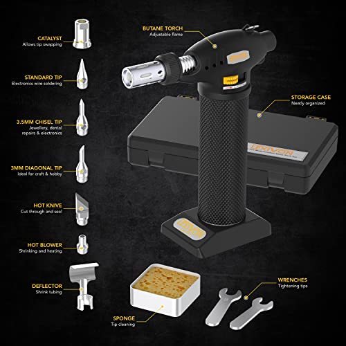 Lexivon Butane Torch Multi-Function Kit | Premium Self-Igniting Soldering Station With Adjustable Flame | Pro Grade 125-Watt Equivalent (Lx-771)… #TOP2