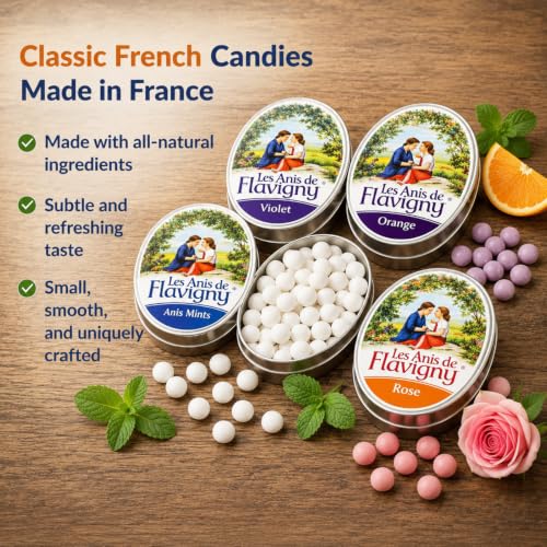 Les Anis de Flavigny French Mints Candy – Rose Flavor Hard Candy, Natural Gourmet Sweets in Classic Tin, 50g (1.75 oz) - image 3
