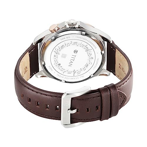 Titan Regalia Techno Beats Black Dial Analog with Day & Date Steel Strap Leather Watch for Men-NS1830KL03 - Image 4