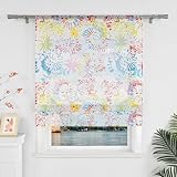 Yujiao Mao Buntes Raffrollo Küche Gardinen Mit Tunnelzug Modern Raffgardine Wohnzimmer Badezimmer Transparent BxH 140x140cm 1 Stück