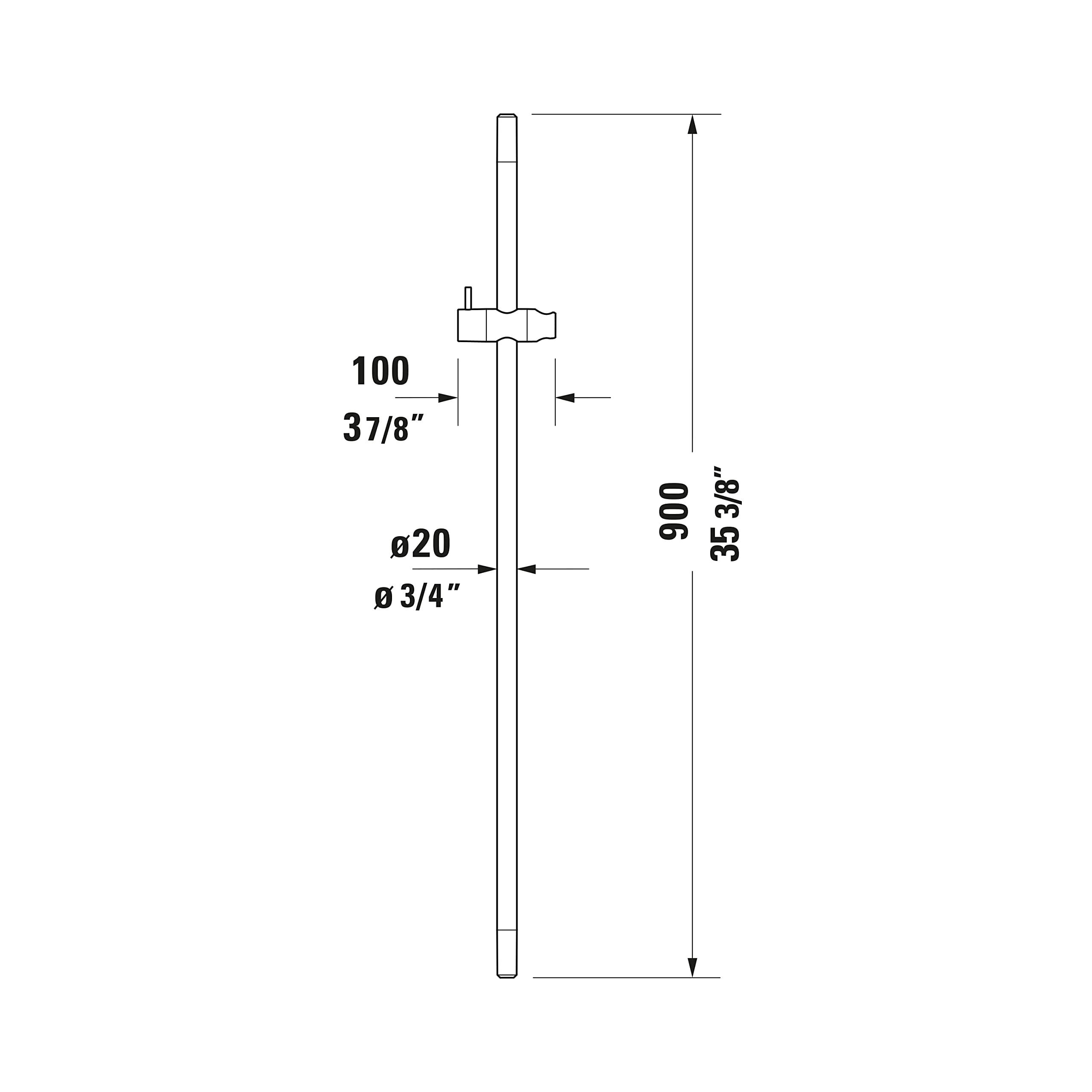 Duravit Universal barra de ducha, con soporte de teleducha regulable en altura, barra ducha variable (900 mm), cromo