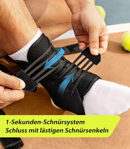ZOELION Schnellschnür Knöchelbandage mit Auto-geformte Stabilisierungspolstern, Schlanke Passform Knöchelstütze für Herren Damen, Sprunggelenkbandage bei Verstauchungen, Verletzungserholung, Sport, L
