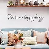 WOHAHA Wall Decals for Living Room This is Our Happy Place Family Wall Decal Inspirational Quote Saying Home Decoration Black Bible Verse Wall Stickers