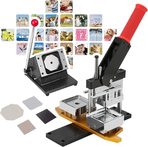 DIY Photo Magnet Maker Machine - 2x2/2.5x2.5inch, Acrylic & Cardboard Supplies, Includes Paper Cutter & 100 Sets of Materials for Creative Custom Magnets