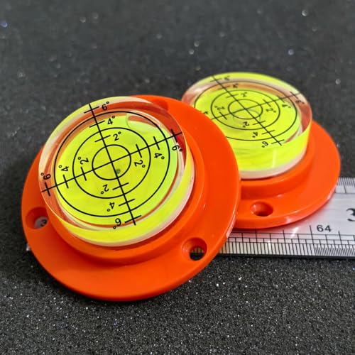 ZUJHPYMI 2Pcs Circular Bubble Levels with Plastic Case Base, Round Spirit Level Measuring Layout Tools Levels, Screw Mounted (50x17mm) - Thumbnail 3