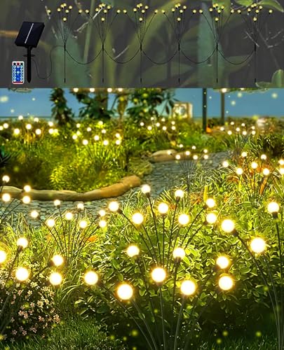 Joysing Solar Garden Lights, 6 Pack Firefly Solar Lights Outdoor with Remote, 8 Modes Solar Firefly Lights Outdoor Garden IP65 Waterproof Starburst Swaying Garden Lighting for Yard Pathway Patio