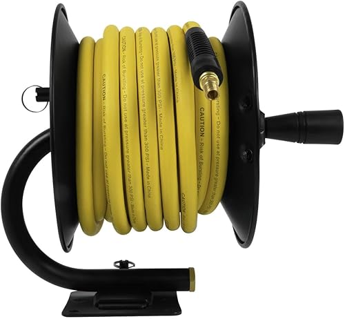 Miniatura 7 de DEWALT DXCM024-0348 - Carrete de manguera manual de 38 pulgadas x 50 pies con manguera de goma, color amarillo