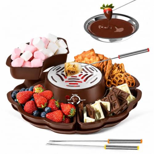 Image of 2 in 1 Electric S'mores Maker & Fondue Pot, Tabletop Indoor Smores kit with 4 Roasting Forks, 4 Detachable Trays & 1 Flameless Temperature-controlled Heater, Movie Night Supplies & Housewarming Gifts