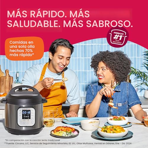 Instant Pot IP-DUO60, 6cuartos/1000W - Olla a presión multifunción 7 en 1, Acero inoxidable y negro