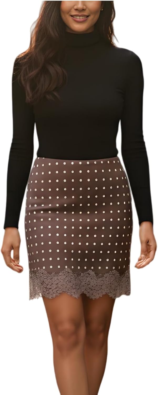 Women Lace Satin Mini Skirt Y2K Lace Trim Silk Slip Skirt Low Rise Bodycon Short Underskirt Streewear - Image 5