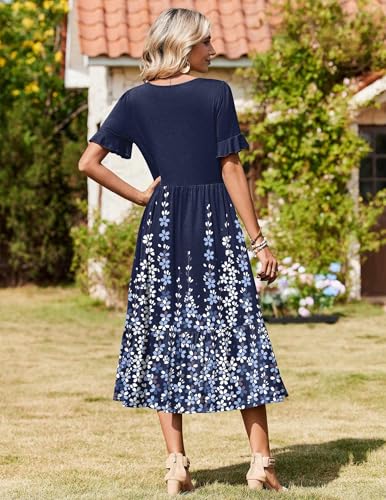 Image of Zeagoo Womens Summer Dresses 2026 Casual Midi Dress Flowy Sundress Ruffle Short Sleeve Tiered Dresses A Line Boho Dress
