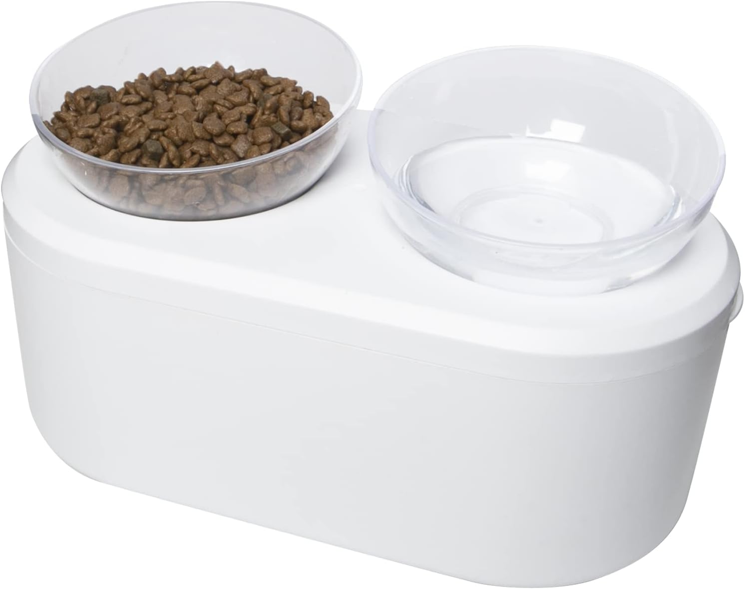 GOODSKY Tilted Cat Food Bowls - Elevated Cat Bowls, Anti Vomiting Cat Bowl Set, Raised Cat Bowls for Indoor Cats with Food Storage…